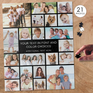 Puzzle Collage de 21 fotos personalizadas en negro