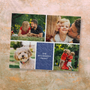 Puzzle Collage de 4 Fotos con Apellido Personalizado