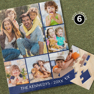 Puzzle Collage de 6 fotos personalizado nombre de familia
