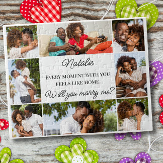 Puzzle Collage de 8 fotos personalizadas ¿Te casarás conm