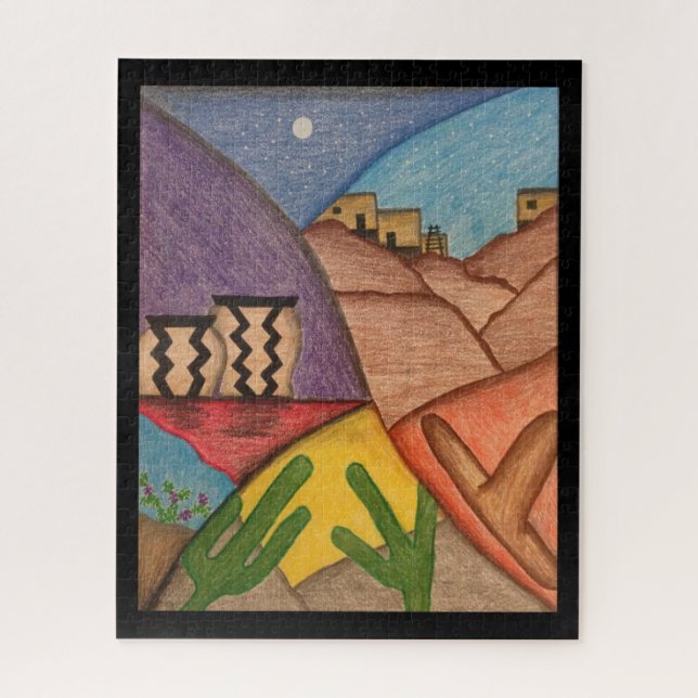Puzzle Collage de arte folclórico del desierto de Arizona (Vertical)