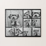 Puzzle Collage de Black 9 Photo Square - con escritura bl<br><div class="desc">Para este diseño se pueden utilizar fotos cuadradas o selfie. Usa ocho fotos cuadradas para crear un regalo único y personal. O puedes mantener al cachorro hipster y hacer un keepsake de moda. Si necesita ajustar las imágenes,  haga clic en la herramienta personalizar para realizar cambios.</div>