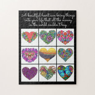 Puzzle Collage de corazones pintados, con cita