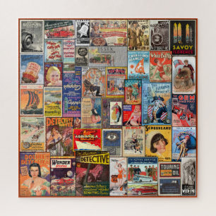 PUZZLE COLLAGE DE EPHEMERA DE PAPEL DE VINTAJE