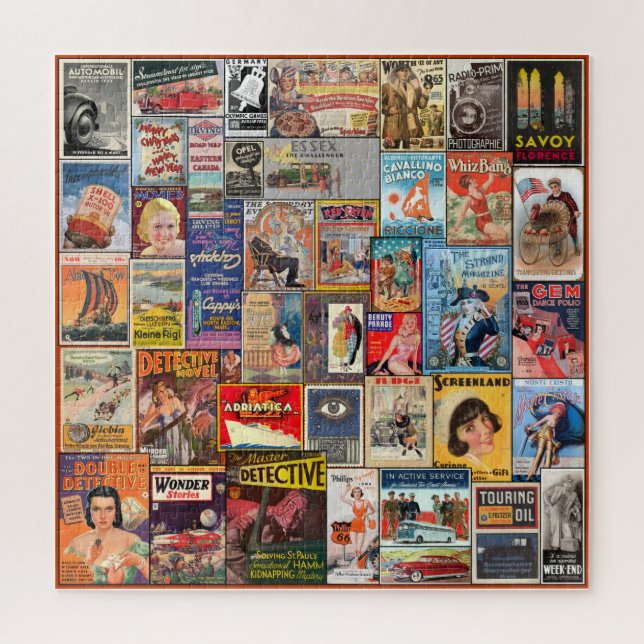 PUZZLE COLLAGE DE EPHEMERA DE PAPEL DE VINTAJE (Vertical)