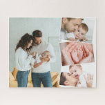 Puzzle Collage de fotos bebé con el montaje de la imagen<br><div class="desc">Crea tu propio rompecabezas de fotos de bebé con 4 de tus fotos favoritas. La plantilla de la foto está preparada para crear un collage de fotos con una foto principal, ligeramente superpuesta con las otras tres fotos en un zigzag vertical. Las imágenes se muestran en formato vertical y horizontal...</div>