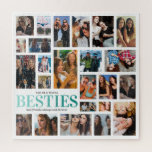 Puzzle Collage de fotos Best Friends 24<br><div class="desc">Crea tu propio rompecabezas de mejor amigo usando esta plantilla de imagen DIY,  es tan fácil reemplazarla con tus propios recuerdos especiales de ti y tu BFF! Con un collage de 24 fotos,  la palabra "besties" en un fresco degradado verde azulado,  sus nombres y una cita de amistad.</div>