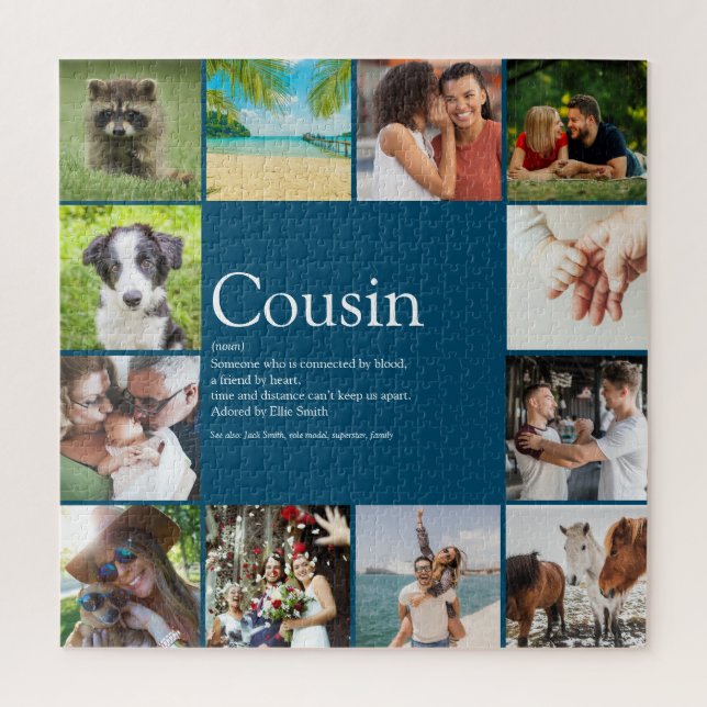 Puzzle Collage de fotos Blue Fun Mejor Primo Siempre Defi (Vertical)