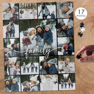 Puzzle Collage de Fotos con Apellido en Letra Moderna 17 