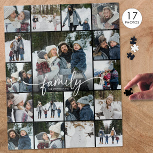 Puzzle Collage de Fotos con Apellido en Letra Moderna 17 