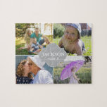 Puzzle Collage de fotos con varios nombres de familia<br><div class="desc">Personalizar este rompecabezas con sus fotos familiares como un regalo divertido. Cambiar todas las fotos y el nombre de la familia. *Por favor, no dudes en contactarme si necesitas ayuda con mis diseños. Es bastante fácil transferir un estilo existente a otro producto de Zazzle, sólo avísenme. ¡Estoy feliz de ayudar!...</div>