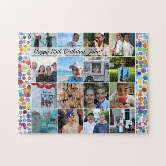 Puzzle collage de fotos de cumpleaños del personalizado (Horizontal)