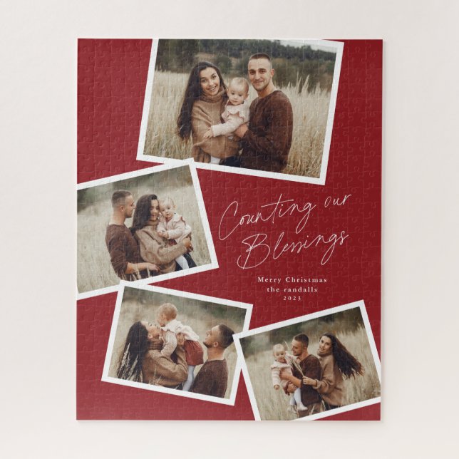 Puzzle Collage de fotos de escritura moderna Navidades re (Vertical)