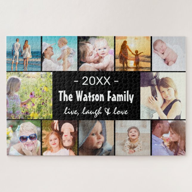 Puzzle Collage de fotos de la familia Live, Laugh & Love (Horizontal)