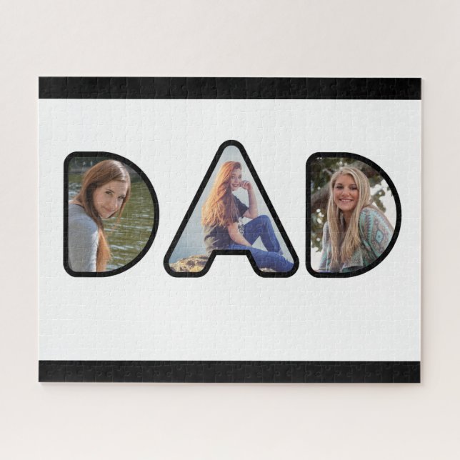 Puzzle Collage de fotos de papá blanco y negro (Horizontal)