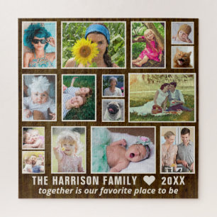 Puzzle Collage de fotos Dk Rustic Wood Personalizado Squa