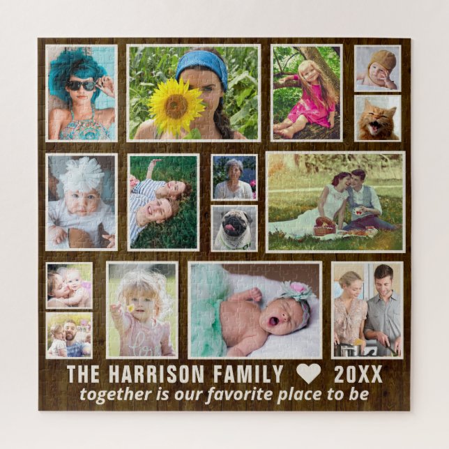 Puzzle Collage de fotos Dk Rustic Wood Personalizado Squa (Vertical)