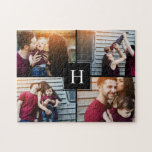 Puzzle Collage de fotos elegante monograma<br><div class="desc">Personalízalo con la fecha de su boda,  el nombre de su familia o cualquier texto de su elección para un hermoso y único regalo y mantenimiento.</div>