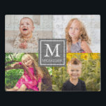 Puzzle Collage de fotos familiar<br><div class="desc">Collage de fotos de familia regalos personalizados en monograma. Fotos de plantillas a través de Pixabay bajo licencia CC0 y deben reemplazarse con sus propias fotos</div>