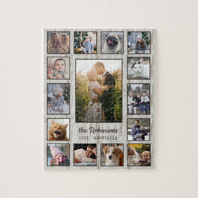 Puzzle Collage de fotos familiar 15 imágenes nombre grano (Vertical)