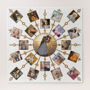 Puzzle Collage de fotos familiar 21 imágenes Bonito Oro 