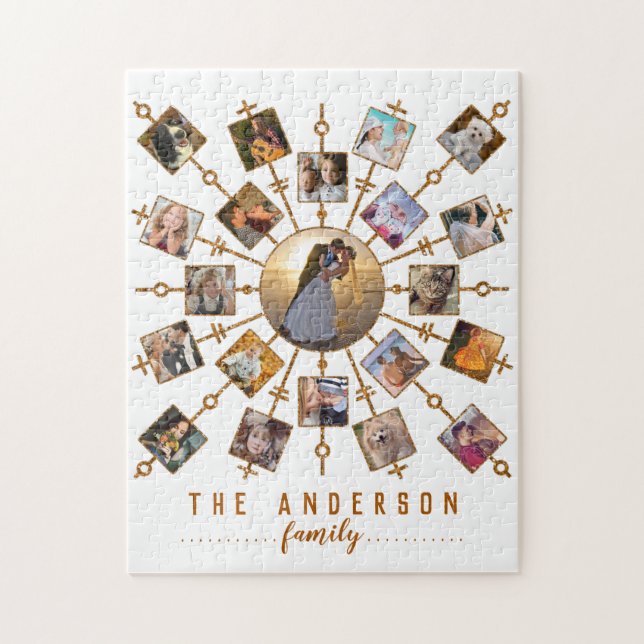 Puzzle Collage de fotos familiar 21 imágenes Oro blanco + (Vertical)