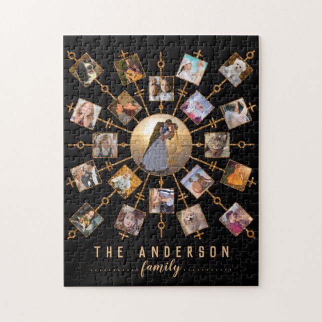 Puzzle Collage de fotos familiar 21 imágenes oro negro +  (Vertical)