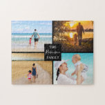 Puzzle Collage de fotos familiar moderno<br><div class="desc">Un rompecabezas familiar de collage de fotos que te permite subir 4 fotos y un cuadrado para que personalizares el texto.</div>