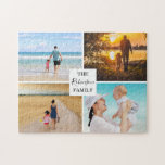 Puzzle Collage de fotos familiar moderno<br><div class="desc">Un rompecabezas familiar de collage de fotos que te permite subir 4 fotos y un cuadrado para que personalizares el texto.</div>