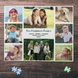 Puzzle Collage de fotos familiar personalizado<br><div class="desc">Un divertido collage de fotos rompe rompecabezas que tu familia valorará y disfrutará durante años. Puedes personalizar con ocho fotos familiares,  tu apellido y tus nombres y el año u otro texto personalizado.</div>