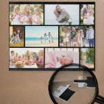 Puzzle Collage de fotos familiar Personalizado de la cuad<br><div class="desc">Crea tu propio rompecabezas de fotos personalizado. Este collage de fotos tiene un diseño de cuadrícula en negro y albañilería que puedes personalizar con tus propias fotos. La plantilla de fotos está preparada para que puedas ver 9 de tus fotos familiares favoritas que se mostrarán automáticamente al estilo de la...</div>