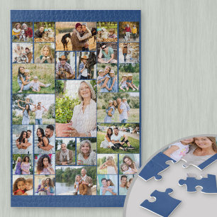 Puzzle Collage de Fotos Familiares 31 Imágenes Azul