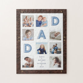 Puzzle Collage de fotos Faux Brown Leather Frame Dad