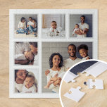 Puzzle Collage de fotos moderno familiar de 6 plazas<br><div class="desc">Añade seis de tus fotos familiares favoritas para crear un hermoso rompecabezas de collage con una imagen focal más grande y 5 cuadrados más pequeños alrededor. Utilice las herramientas de diseño para cargar más fotos, añadir texto y personalizar los tipos de letra y colores para crear su propio rompecabezas de...</div>