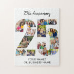 Puzzle collage de fotos número 25 del 25º aniversario<br><div class="desc">Rompecabezas fotográfico personalizado para el 25 aniversario. La plantilla de fotos está configurada para que subas tus imágenes a partir del número 25. La plantilla utiliza una combinación de formatos de cuadrado de retrato y de paisaje para ayudarle a encontrar el mejor sitio para sus fotos favoritas. Todo el texto...</div>