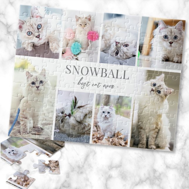 Puzzle Collage de Fotos Personalizadas de Mascotas (Simple Cat Pet Photo Collage jigsaw puzzle)