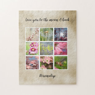 Puzzle Collage de fotos personalizado de amor de oro