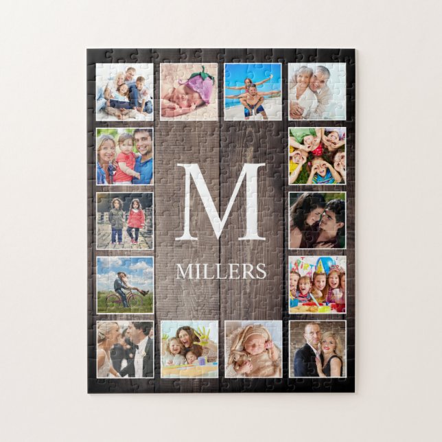 Puzzle Collage de fotos personalizado Familia Rustic Farm (Vertical)