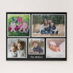 Puzzle Collage de fotos personalizado Nombre de familia 5<br><div class="desc">Un rompecabezas de rompecabezas de fotos familiares para personalizar con 5 de tus fotos favoritas.</div>