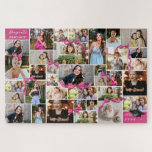 Puzzle Collage de Fotos Repetidas De Color Rosa Bow Felic<br><div class="desc">Rompecabezas del collage de fotos personalizado para honrar a tu graduada y celebrar su logro. Impreso con doce fotos del graduado repetidas a través de un collage con fotos de diferentes dimensiones. Sube 12 fotos de tu hija para formar un collage donde las fotos se repiten y aparecen 2-4 veces...</div>