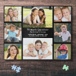 Puzzle Collage de fotos tía Tío 8<br><div class="desc">Un regalo divertido para la mejor tía y tío del mundo,  este rompecabezas negro presenta un collage de 8 fotos de sus sobrinas y sobrinos y "el tío y tía más grande del mundo" en elegante tipografía blanca.</div>