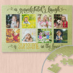 Puzzle Collage de fotos y nieto diciendo a sus abuelos<br><div class="desc">Crea tu propio rompecabezas fotográfico para tus abuelos. La plantilla está preparada para que añadas ocho de tus fotos favoritas de los nietos. Las fotos se muestran en formato cuadrado y enmarcadas con una cita encantadora. El dicho dice "la risa de un nieto es el sol en la casa". El...</div>