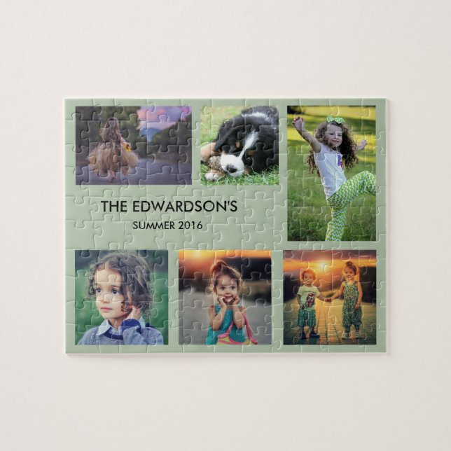 Puzzle Collage de la familia 6 fotos y apellidos (Horizontal)