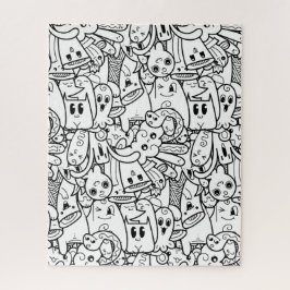 Puzzle Collage de Monstruos Kawaii blancos y negros