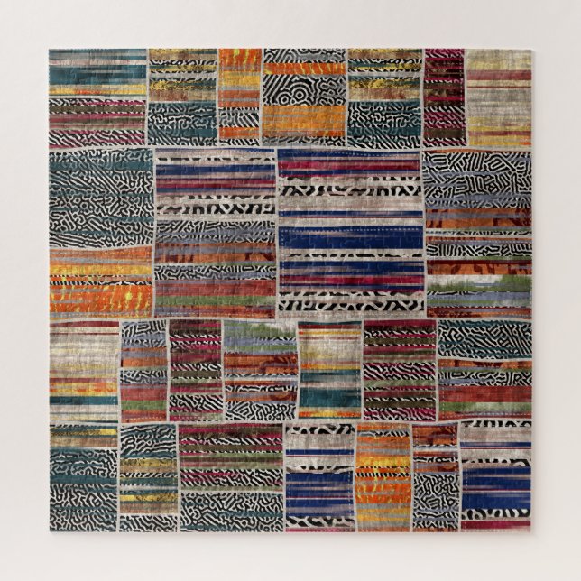 Puzzle Collage de mosaico: patrón de tejido mixto. (Vertical)
