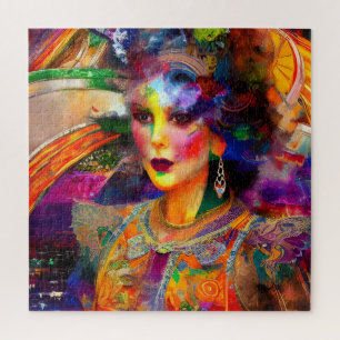 Puzzle Collage de mujer en técnica mixta