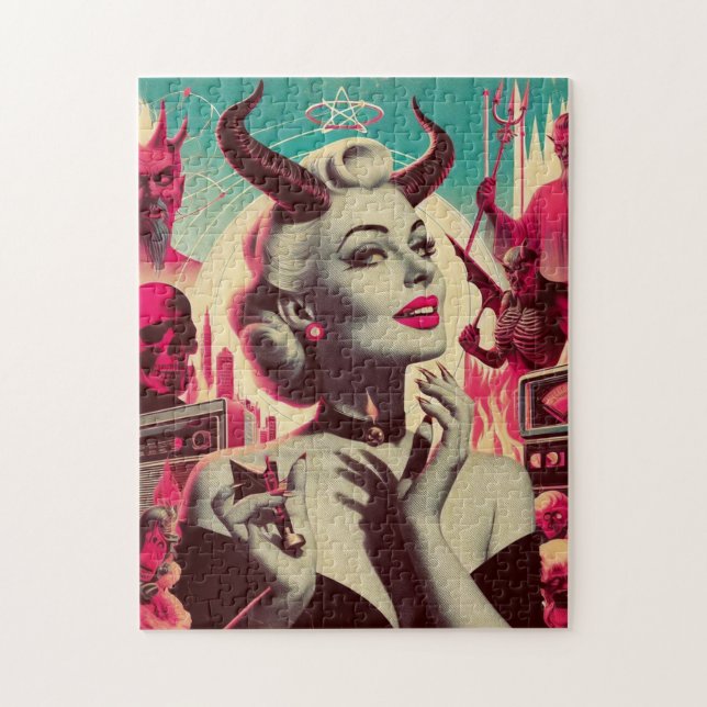 Puzzle Collage de mujer endemoniada retro (Vertical)