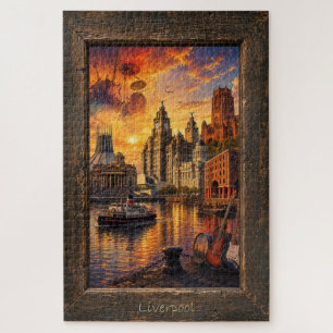 Puzzle Collage de música y monumentos de Liverpool, Reino