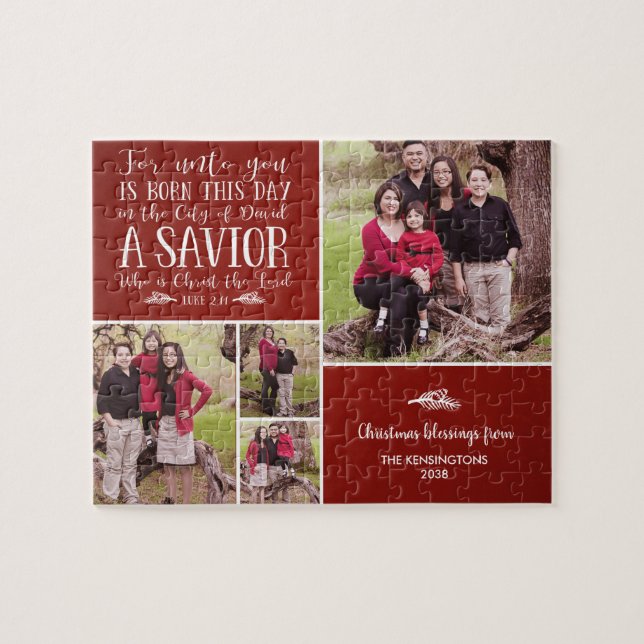Puzzle Collage de Navidades cristianos Luke 2 Photo Red (Horizontal)