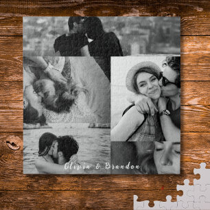 Puzzle Collage de nombres de pareja en blanco y negro per